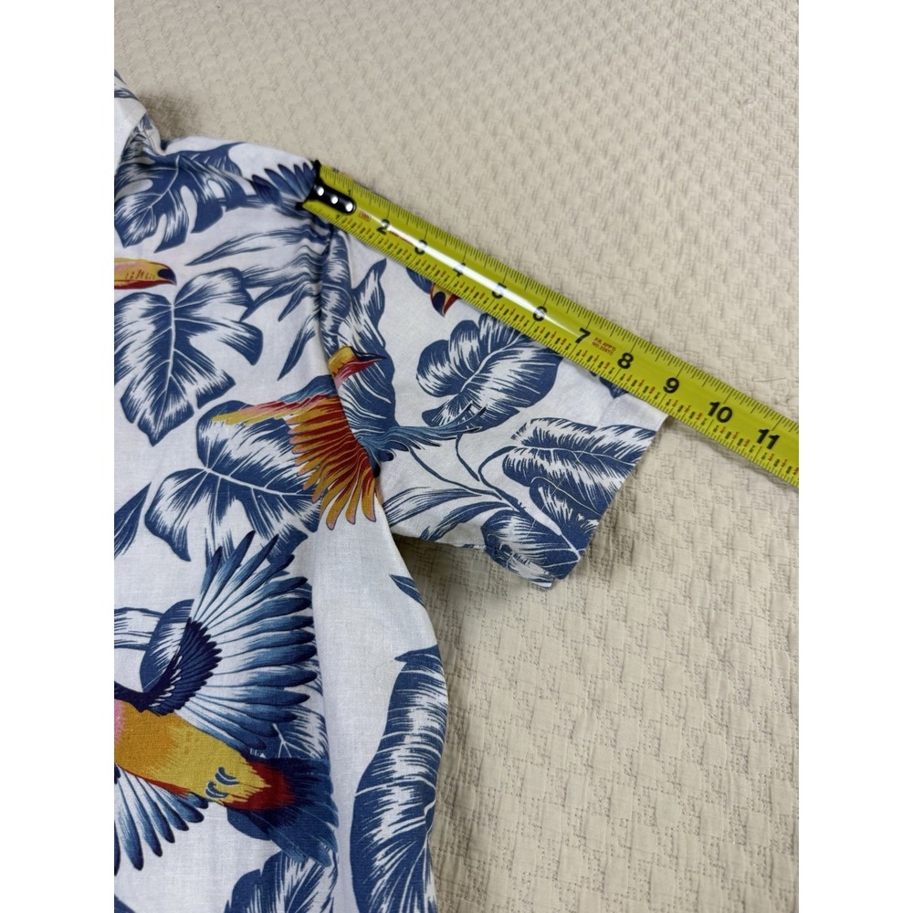 Farm Rio Bird Tropical Print Short Sleeve Button Shirt Size XS Linen Blend - Picture 8 of 10